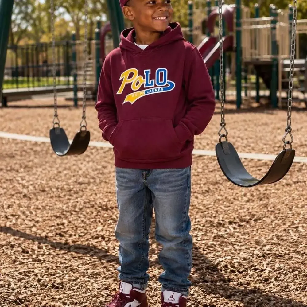 Polo Ralph Lauren Kids Burgundy Logo Graphic Hoodie